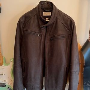 Michael Kors chocolate brown leather (moto type) jacket